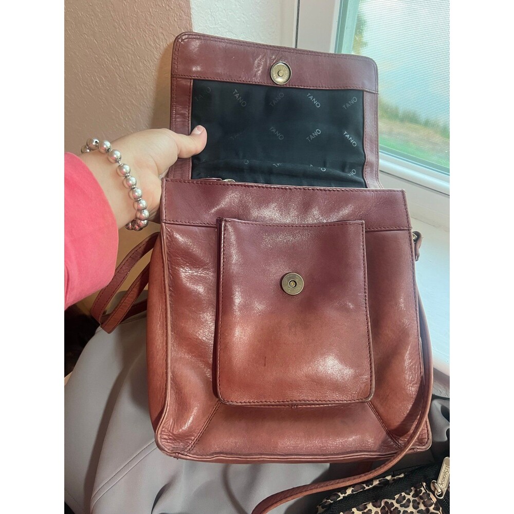 Tano Brown Genuine Leather Crossbody Pocket Book - Picture 7 of 11